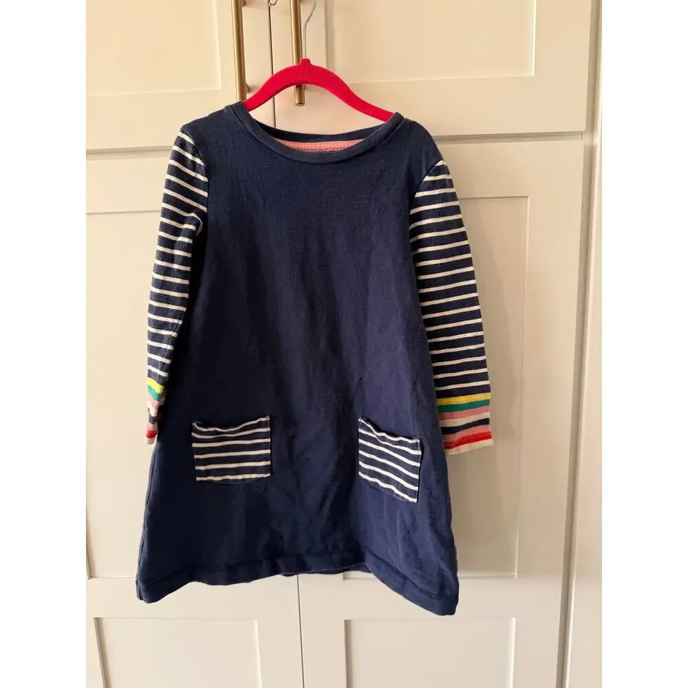 Mini Boden Girls Navy Striped A-Line Dress